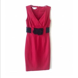 Kay Unger Sleeveless Belted Sheath Dress